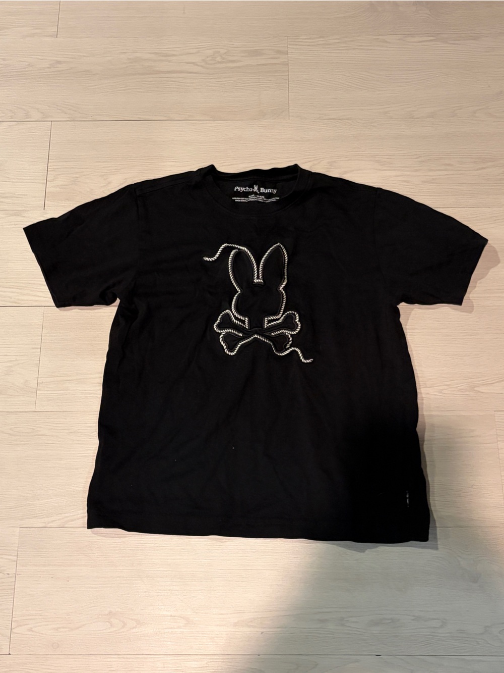 Psycho Bunny Black Tee with Rhinestone Bow Detail